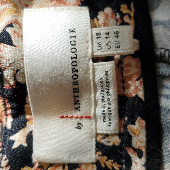 Anthropologie Tan Floral Black Jogger Ankle Pants Women's Size 14 XLarge - Picture 11 of 12